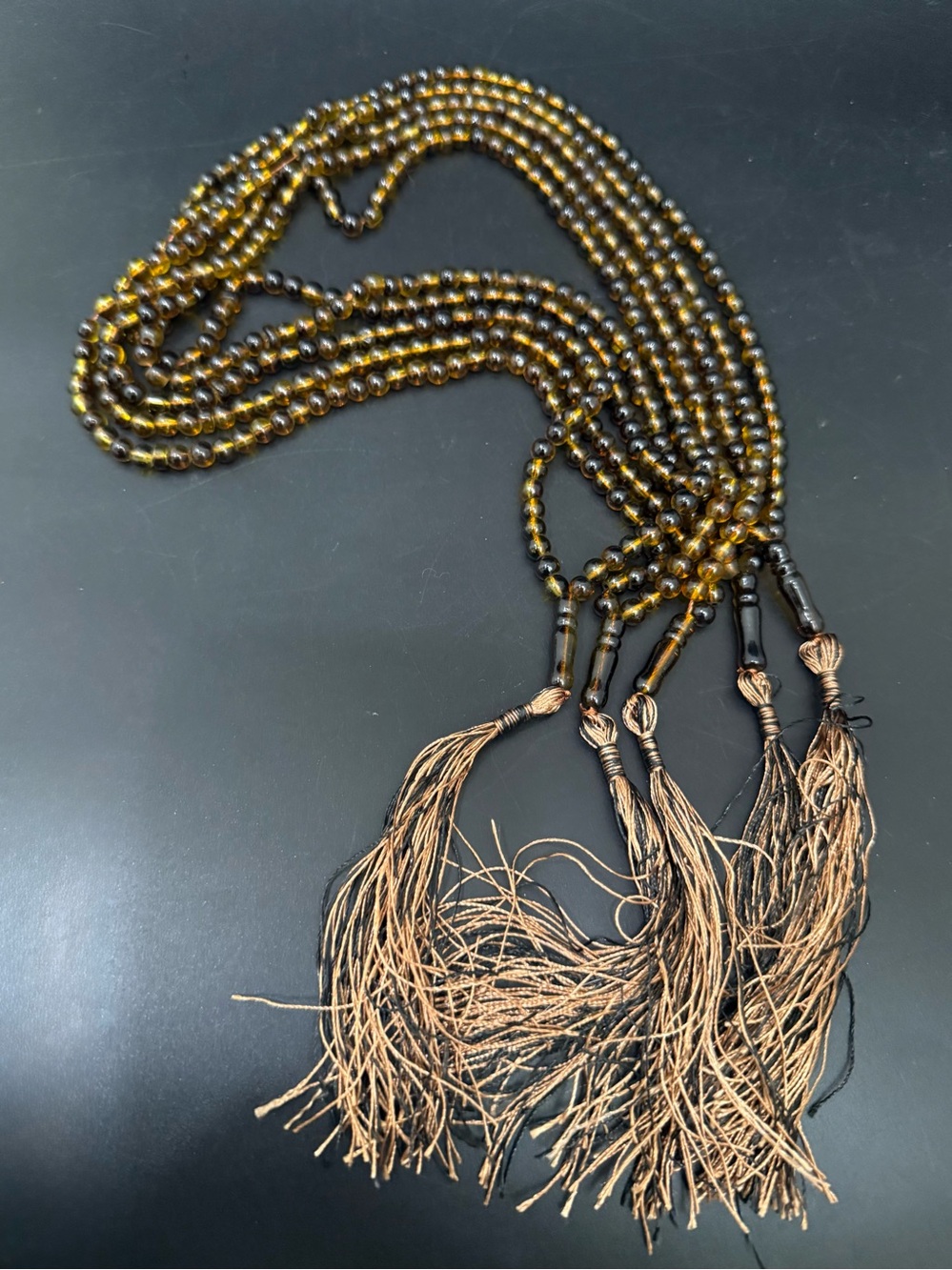 Lot 5 Dark Honey Amber-tone Translucent Stone Tasbih/Misbaha Mala Prayer Beads